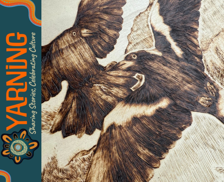 Wood burning artwork by student