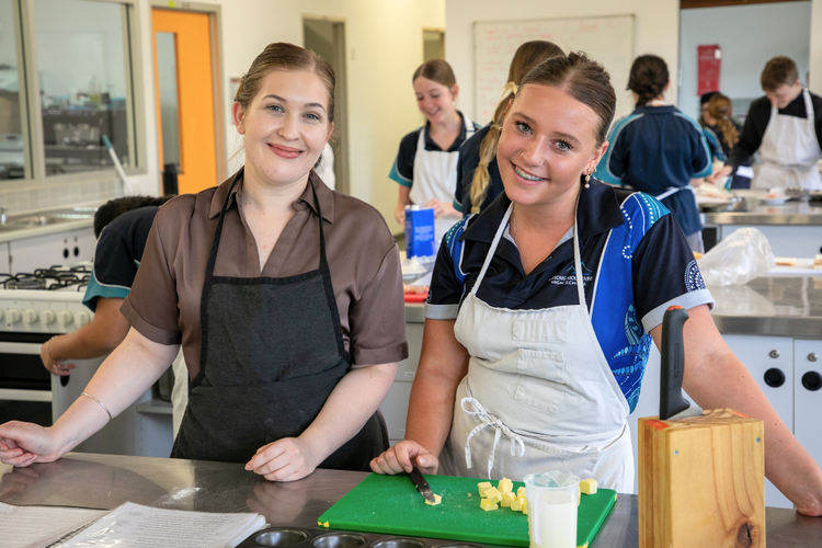 group of students in the middle of a cooking class at KMHS