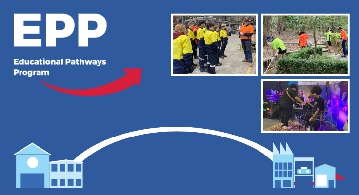 EPP logo and photos on blue background