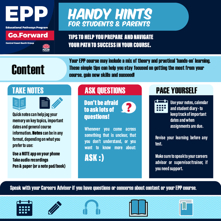 EPP Handy Hints Content graphic by Annette Abolins