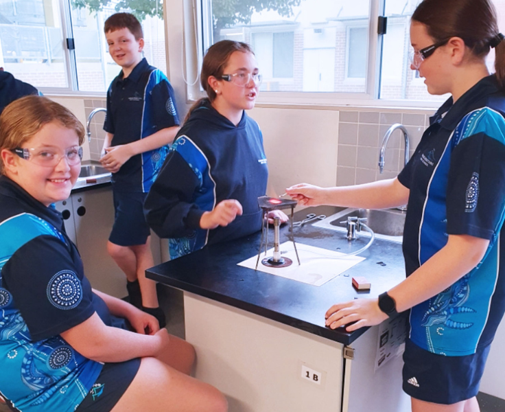 Group of KMHS students in the Science lab