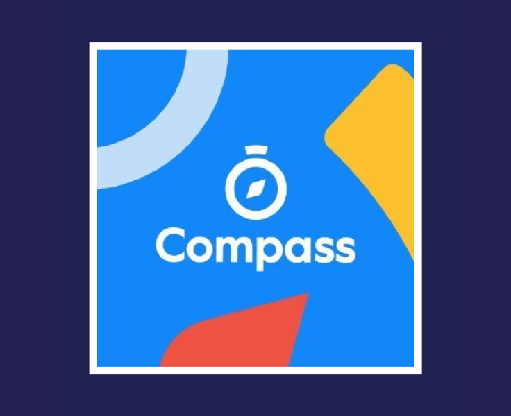 Compass logo on dark blue background