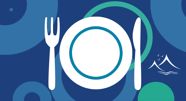 illustration of plate fork and knife on abstract background