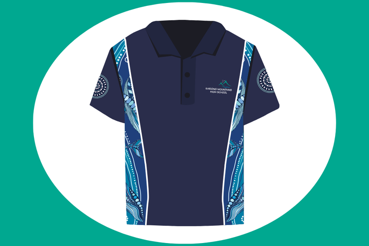 Graphic of unisex KMHS whale shirt