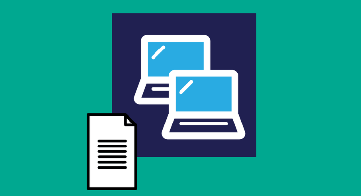 illustration of laptops and document